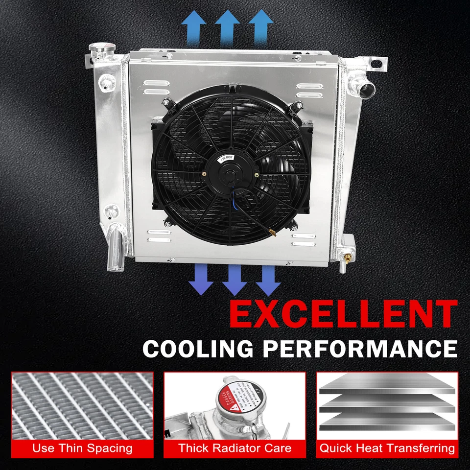 3 Row Aluminum Radiator+Shroud Fan For 1985-1994 Ford Explorer Ranger Bronco II — 第 3/4 张图片