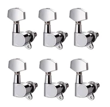 Chrome Tuners Tuning Pegs Set of 6 Inline Right Handed