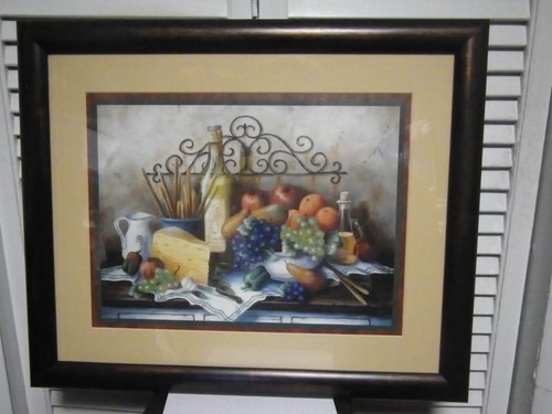 Home Interiors Fruit Picture Barbara R. Felisky 22"x18" Wood Frame GUC FREE SHIP - Picture 2 of 8