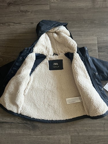 Zara FAUX SHEARLING LINED RUBBERIZED RAINCOAT size 9-12 months - Picture 6 of 6