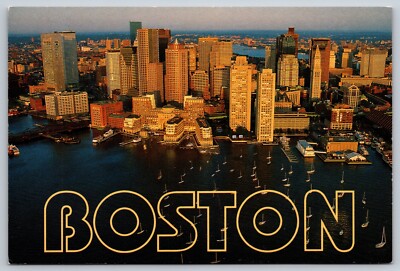 Postcard Boston Massachusetts MA Skyline and Waterfront 4x6