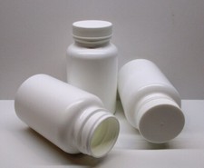 60 cc 2 oz White HDPE Plastic Packer Medicine Bottles  Caps-12 Pack-Brand New