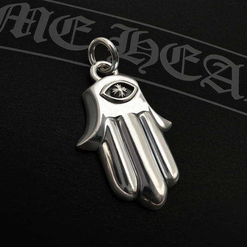 Rare Authentic Chrome Hearts Small Hamsa Hand Charm Pendant + Pouch and Gift Bag