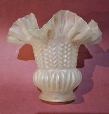 Tulipe Verre Dentelle Lustre,Applique,Ht 12cm,Ø Haut 14cm,Ø Col 5,6cm Extérieur 