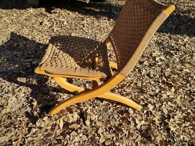 Vintage Mid-Century Modern Folding Rope Chair  Hans Wegner / George Zee