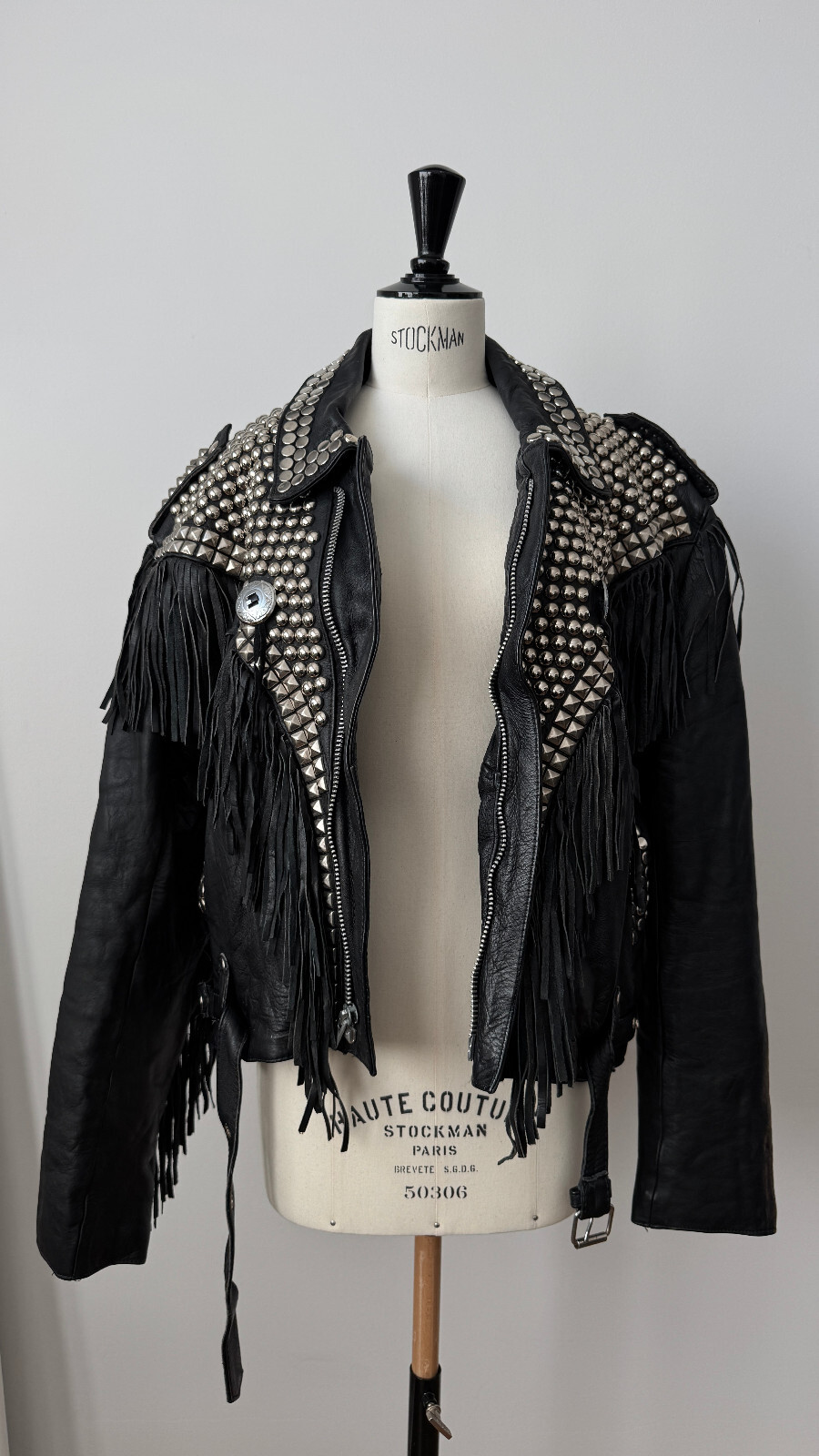 Vintage LA ROXX Lederjacke Los Angeles Nieten Schwarz 80s 46