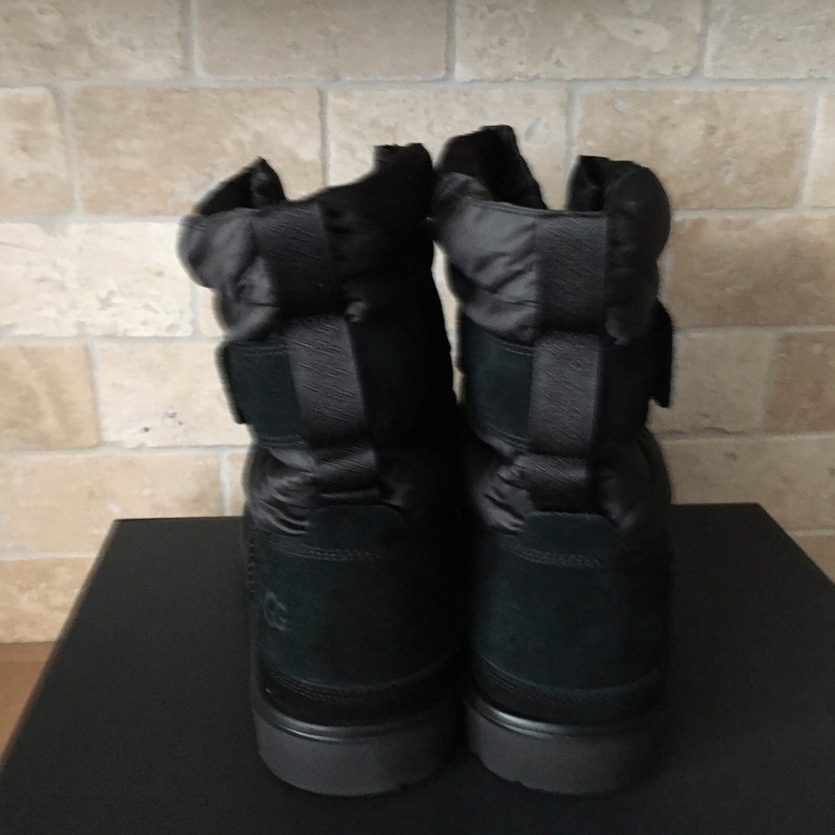 UGG Classic Short Pull-on Weather Black Suede Sheepskin 