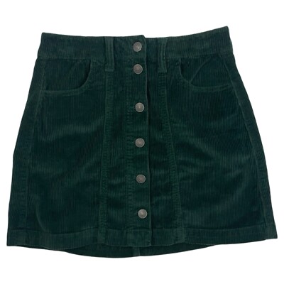 RITERA Women's Corduroy Skater Skirt - Button Up Flare A-Line, Dark Green, Plus Sizes 2XL-5XL