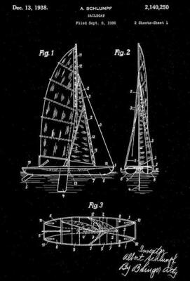1938 - Sailboat - A. Schlumpf - Patent Art Magnet