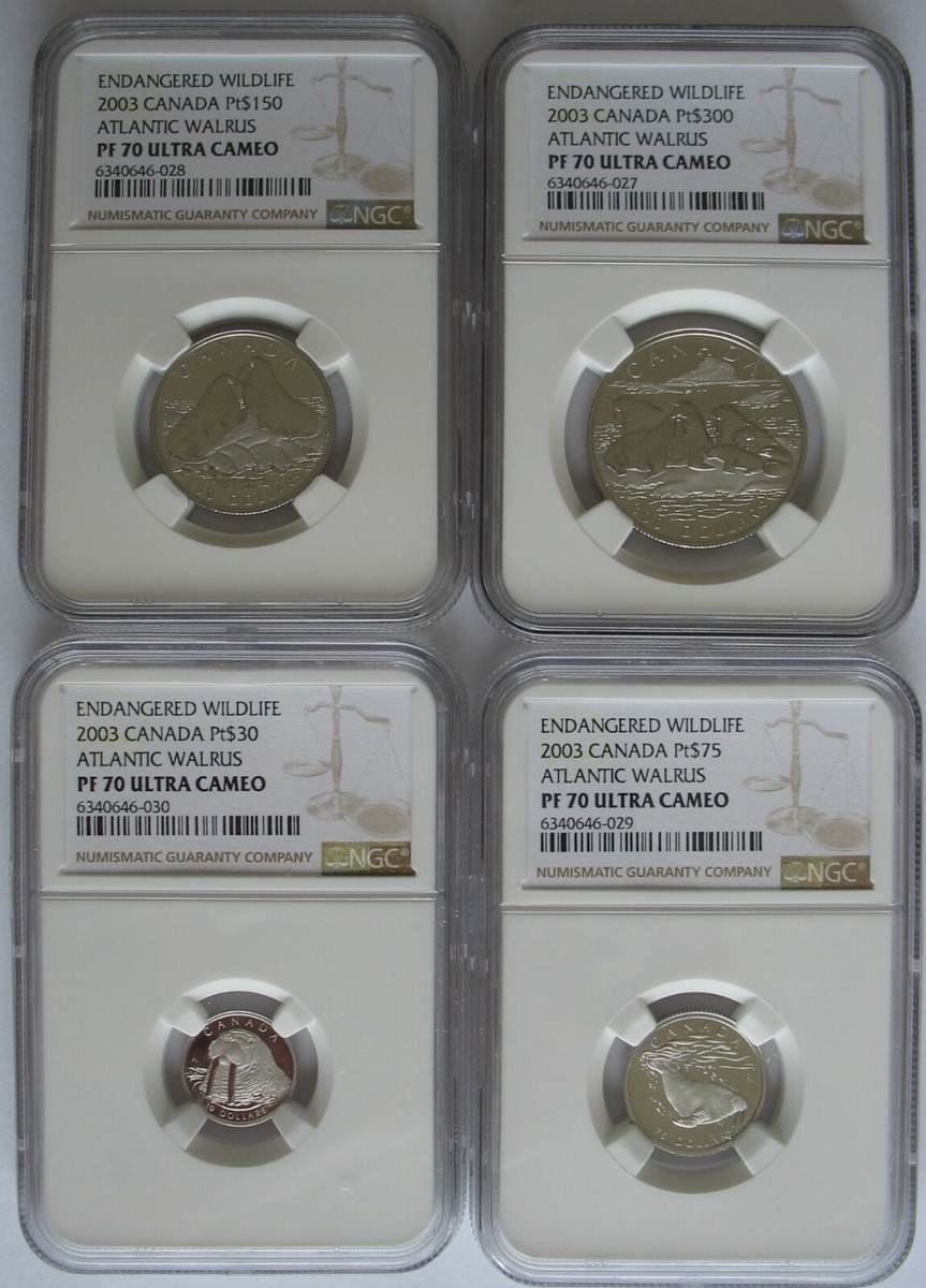 2003 Canada Platinum 4 Coin Set Atlantic Walrus NGC PF-70 Ult