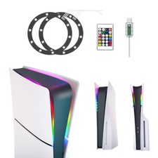 For PS5 slim Game Console RGB LED Light Lamp Decoration w/ Remote Controller USB