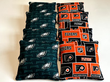 PHILADELPHIA FLYERS  EAGLES CORNHOLE BEAN BAGS 8 HANDMADE NHL REGULATION BAGS