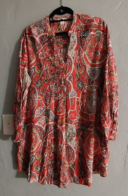 HM Tops Tunic Womens Size 6,Long Sleeve  100% Viscose, 21.5 Inch Of Armp To Armp