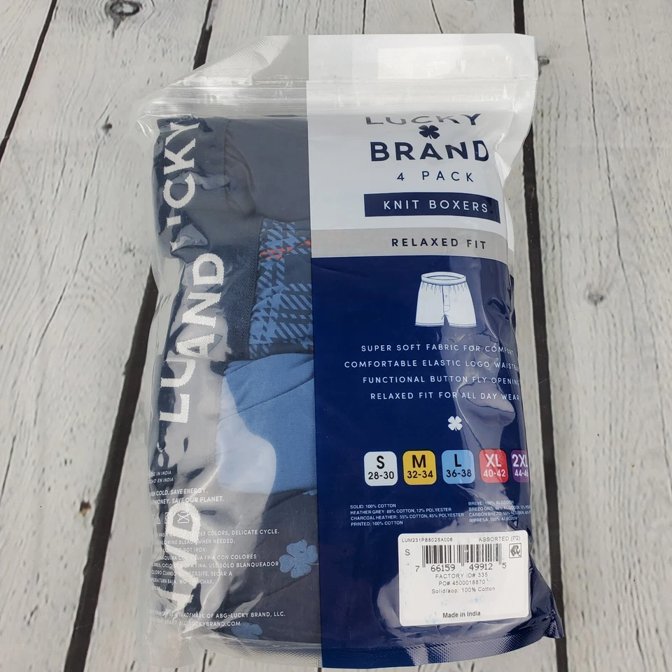 Boxers de punto Lucky Brand para hombre paquete de 4 talla pequeña 28-30 mezcla de algodón ajuste relajado Foto 4 de 4