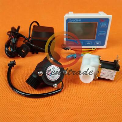 G1'' Flow Water Sensor Meter+Digital LCD Display control+Solenoid valve ZJ-LCD-M 