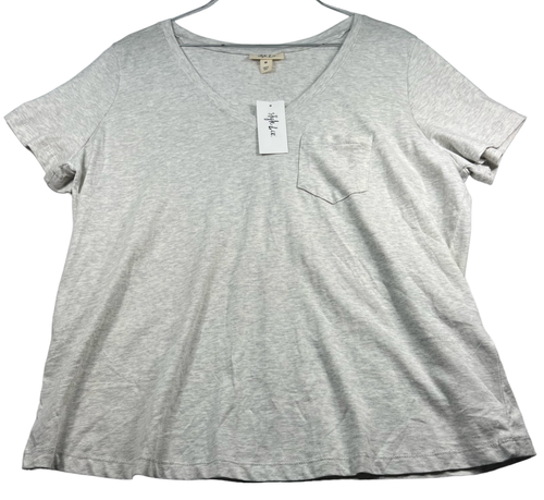 Style&co Shirt Womens plus size 0X Gray V-Neck Short Sleeve Soft Cotton Top New