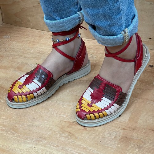 Women's Huarache Artesenal Mexicano Mexican sandals Multiple Designs Ankle Strap - Picture 12 of 18
