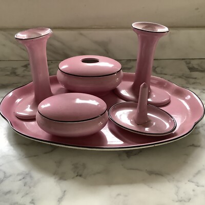 VINTAGE SCHMINKTISCH SET IN ROSA MIT TOP