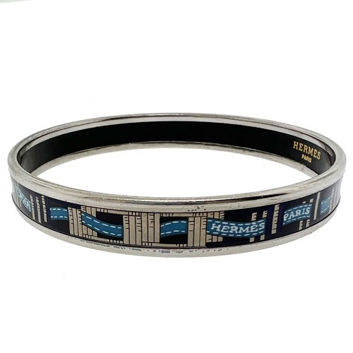 Hermes Blue Emayle Metal Cloisonne Bangle - Picture 2 of 6