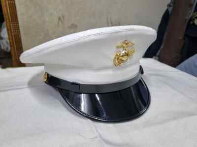 USMC Marine Corps Dress Blues White Cap Cover  Size 6  Military Uniform  Hat | eBay