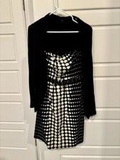 The Limited Strapless Black/Cream Polka Dot Dress with Removable Belt, Size 6