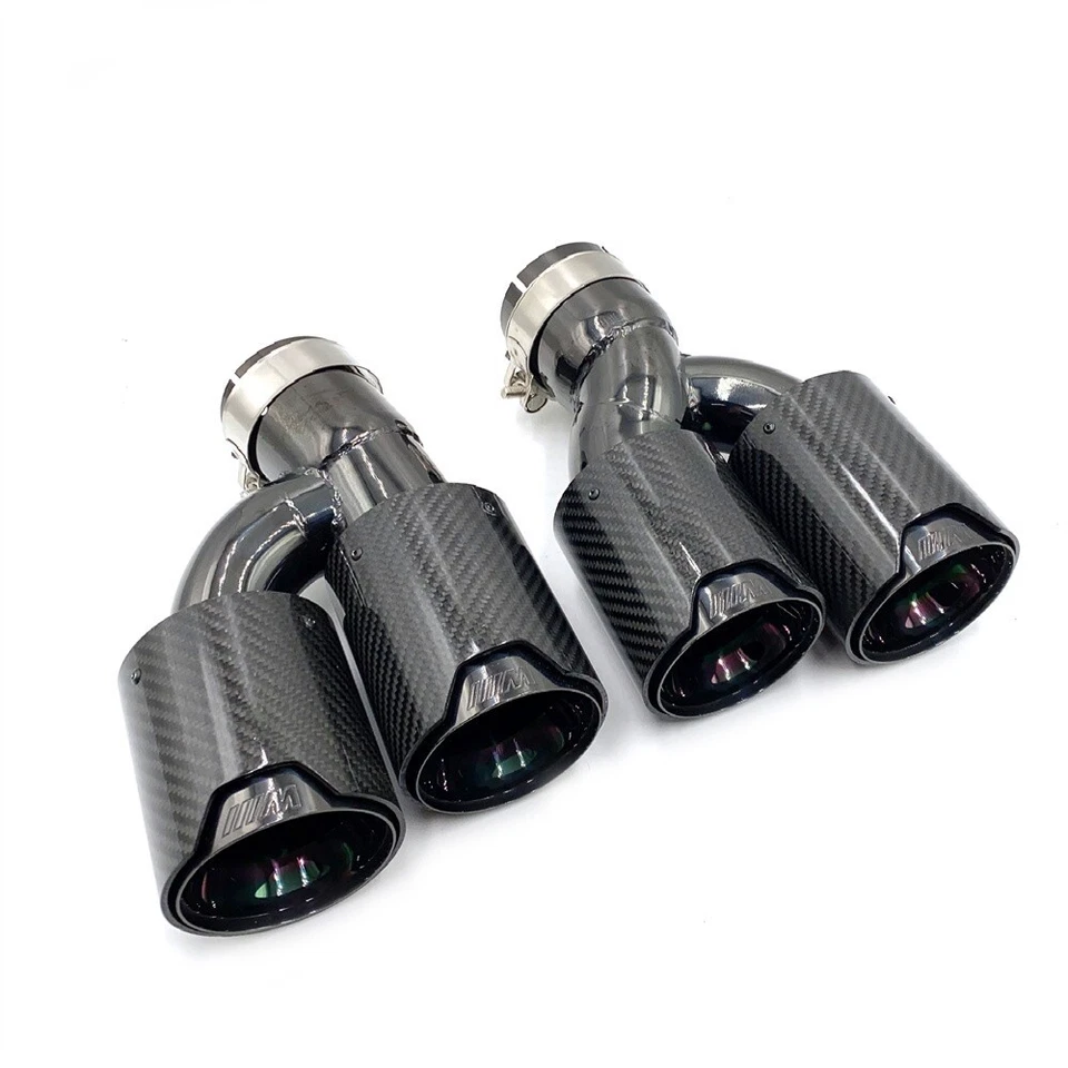 1 Pair Dual Exhaust Tip Carbon Fiber M Tailpipe For BMW 525i 528i 530i G30 G31 - Image 2 of 4
