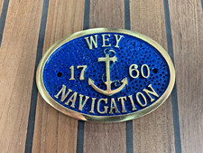 WEY NAVIGATION 1760 Brass Plate Sign Boat Canal Narrowboat River Traditional