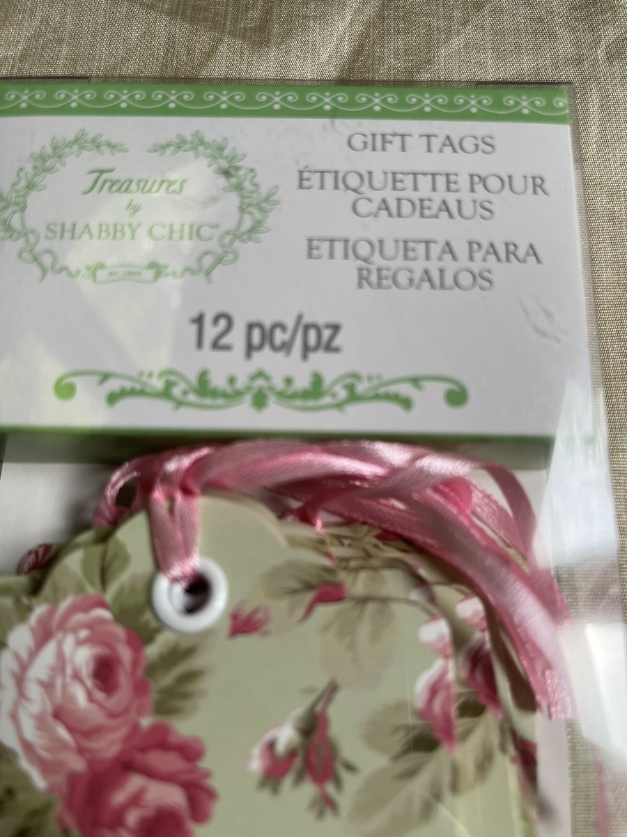 Treasures By Shabby Chic Gift Tags, Pink Roses Lime Green Tag 12