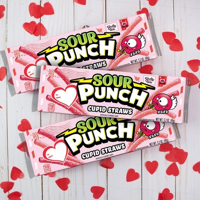 Limited Edition | Sour Punch Cupid Straws | Party Favors | 3.2 Oz ea(Pack of 3) 