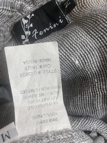 FENINI Salt & Pepper GRAY 100% LINEN Open Front Top Blouse Cardigan Jacket M - Picture 3 of 6