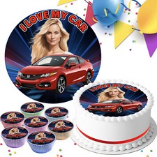 YOUR OWN PHOTO WITH YOUR CAR EDIBLE CAKE TOPPER & CUPCAKE TOPPERS OP-735