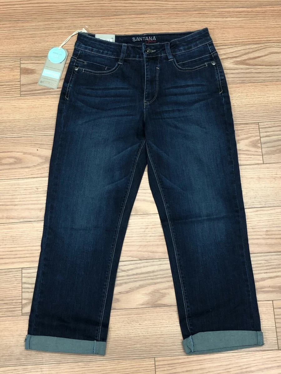 Santana Women's Jeans, Size 8, Tummy Control, Capri Jeans, Blue Denim