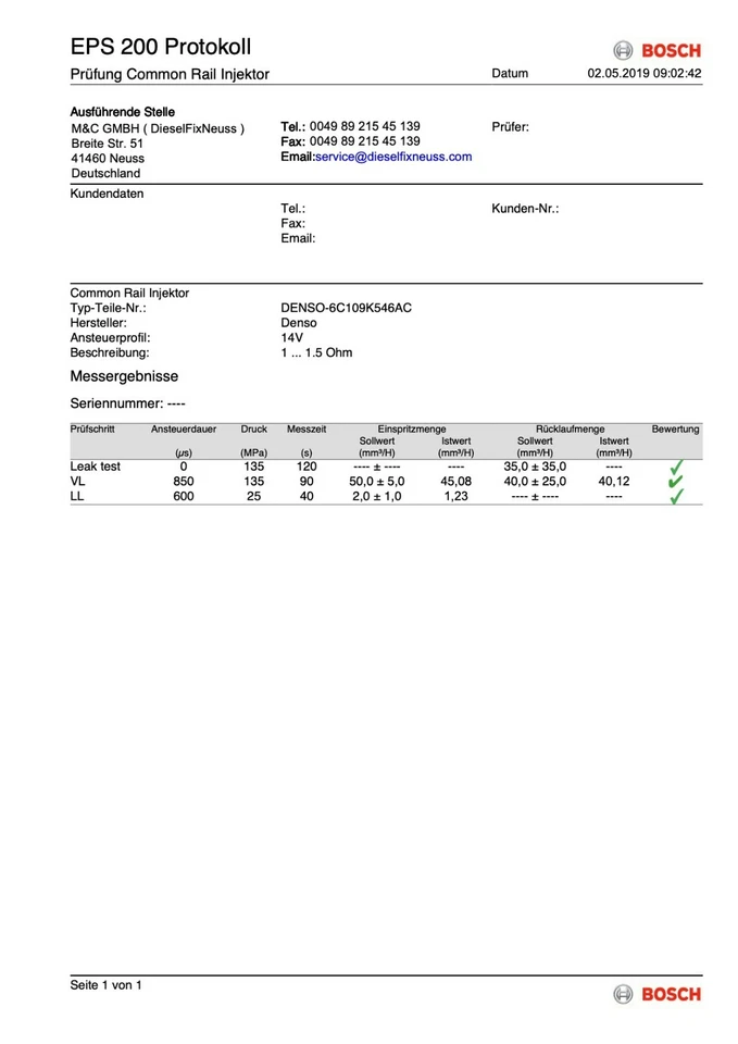 4x Denso Injector FORD TRANSIT CITROEN PEUGEOT 2.2 2.4 6C1Q-9K546-BC 095000-7060 - Bild 4 von 4