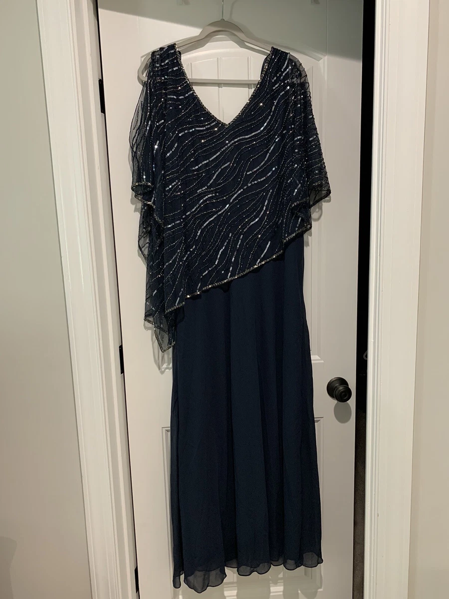 J kara top asymmetrical beaded gown