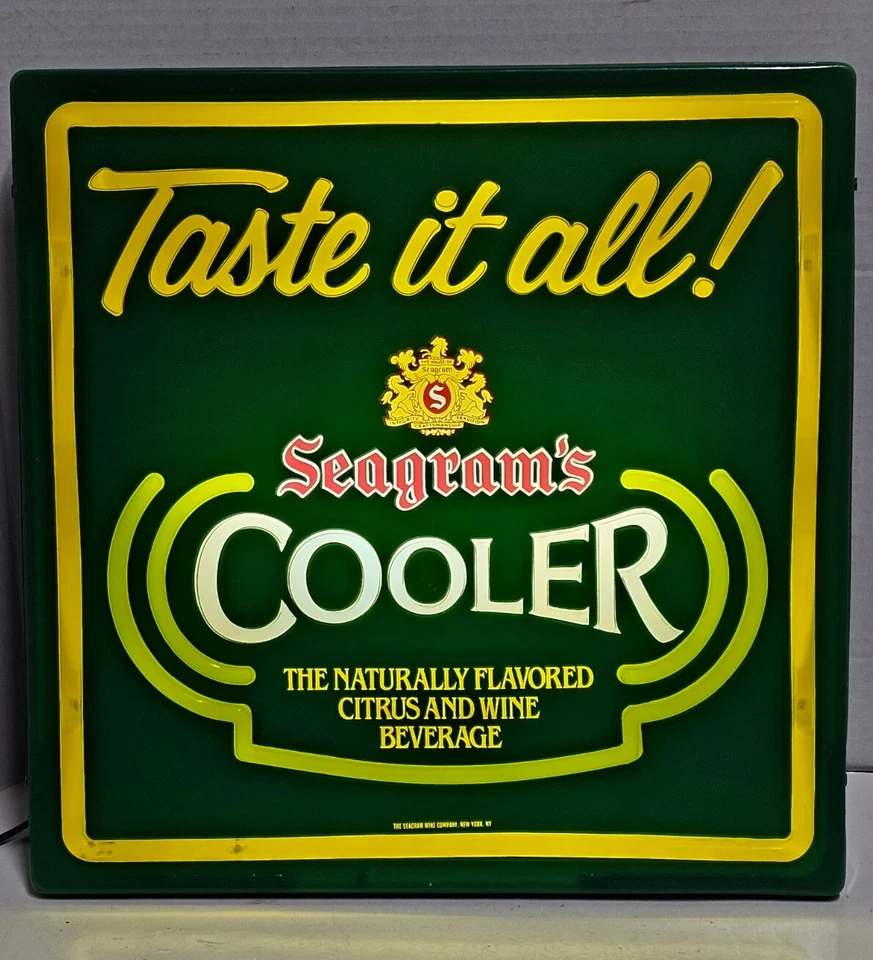 Seagram's Cooler 1984 de colección "¡Pruébalo todo!" Letrero iluminado con sabor a cítricos y vino Foto 2 de 4