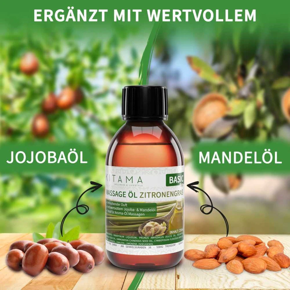 Kitama Massageöl Aroma-Öl Zitronengras Lemongrass für Thai-Massage Wellness Spa - Bild 4 von 4