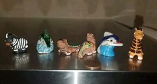 SIX (6) MINIATURE TINY Figurines: Zebra, Giraffe, Fish, Dinosaur,  Alligator