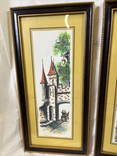 V. Ahced Original Art Chateau Frontenac & St. Louis Gate Drawing w/Watercolor - Picture 3 of 11
