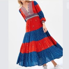 RRP $268 - Free People Starlight Maxi Dress, Red Blue, X-Small
