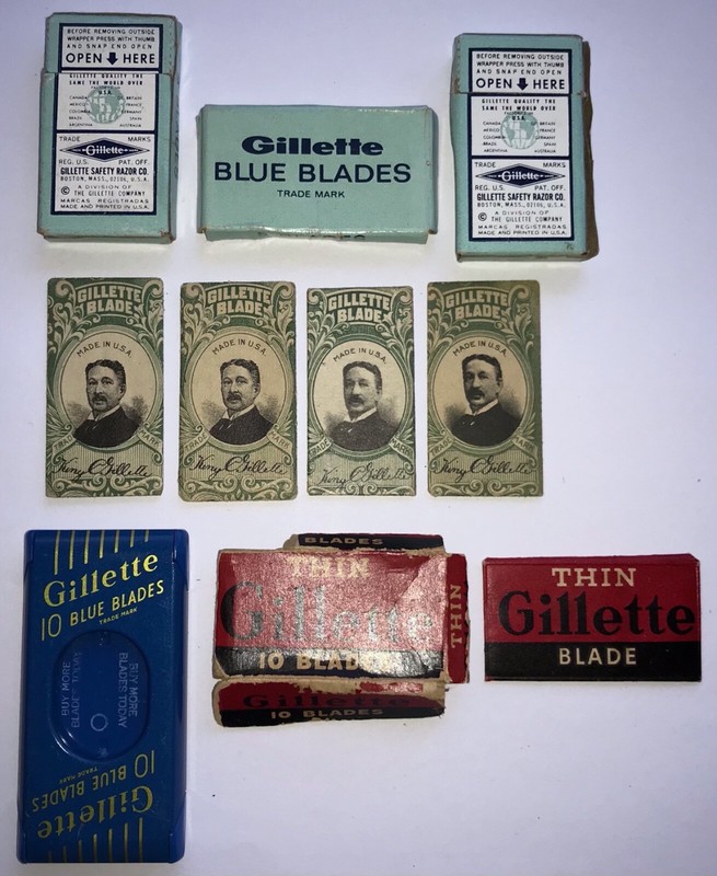 King Gillette, Blue Blades, 3 Boxes of 5, Thin Vintage Razor Blades Lot of 20