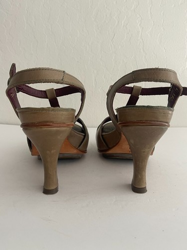 Sandales escarpins Neosens 39/9 talons cuir bout ouvert vert olive bride cheville - Photo 9/11