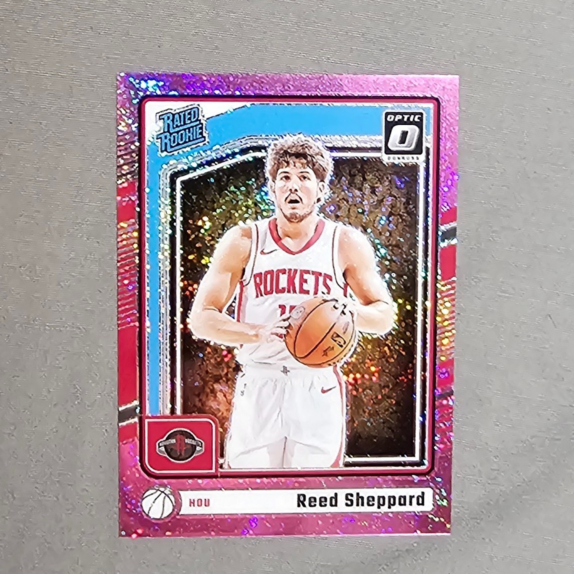 2024 Panini Donruss Optic NBA Reed Sheppard Pink Glitter /275 Rockets #255