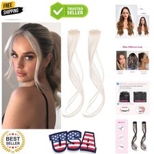 Long Side Air Bangs, Wavy Curly Clip in Curtain Bangs Front Side Bangs Face-F...