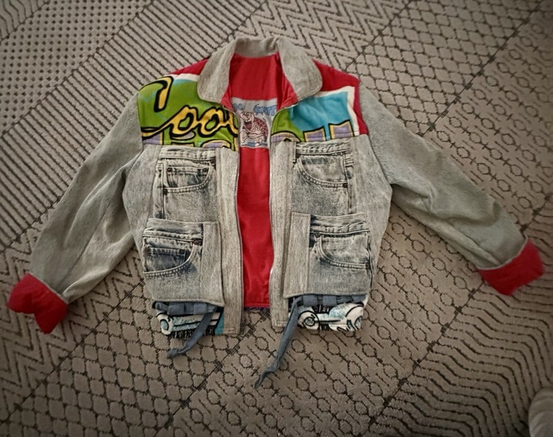 Vintage Custom Disney Mickey Mouse Acid Wash Denim Jacket Multi Color