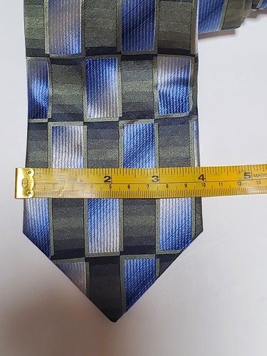 Crazy Horse Men's Neck Tie 100% Silk Geometric Green, Blue, - Picture 8 of 8
