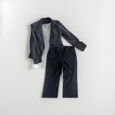 Ann Taylor Loft Womens Jacket 6 Gray striped Blazer Pants and blouse set x3