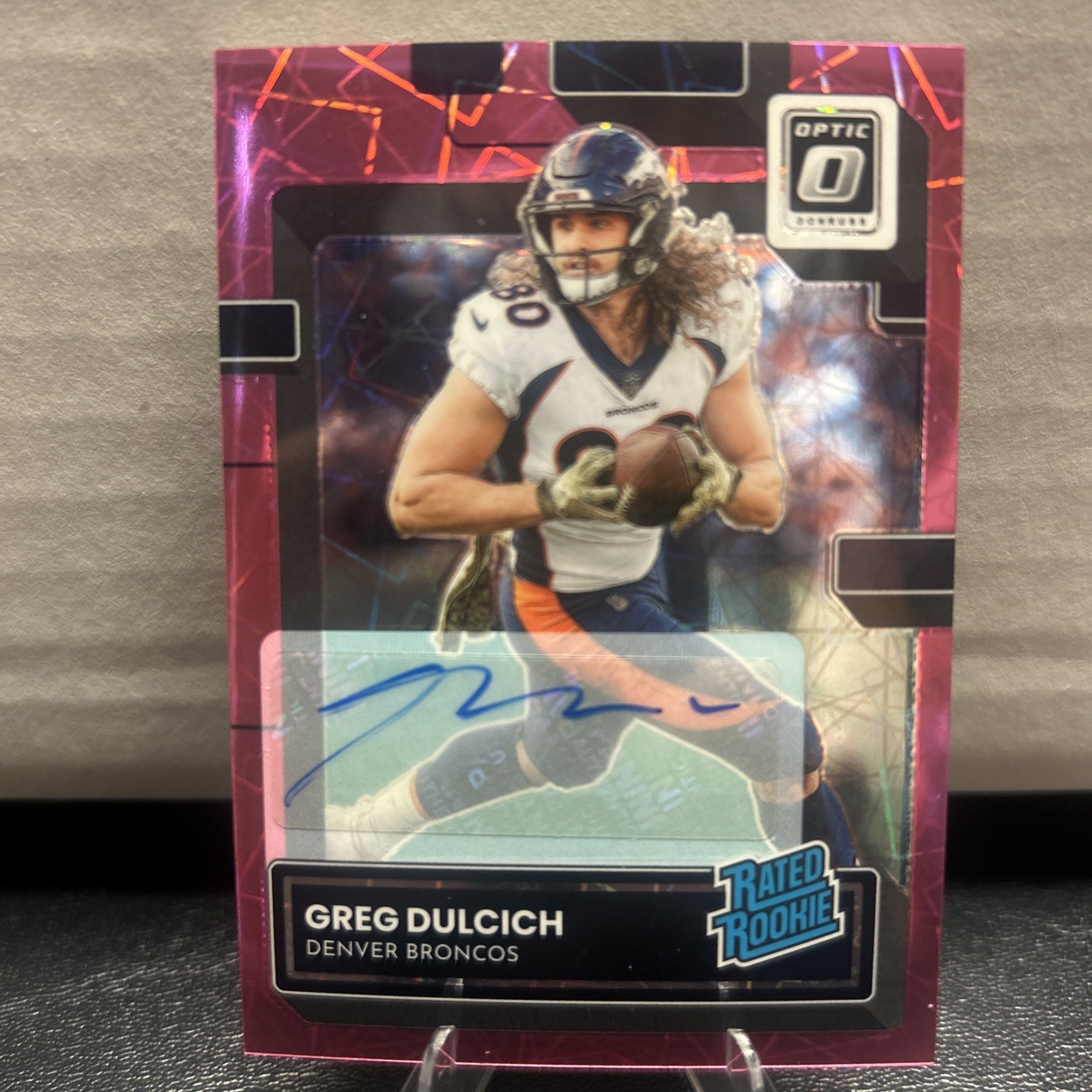 2022 Donruss Optic Pink Velocity Rated Rookie Auto /50 - #288 Greg Dulcich