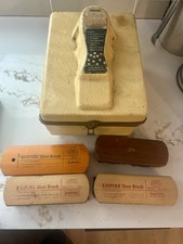 Vintage 1960  s Yellow Laminate Empire Shoe Shine Care Box With 4 Brushes