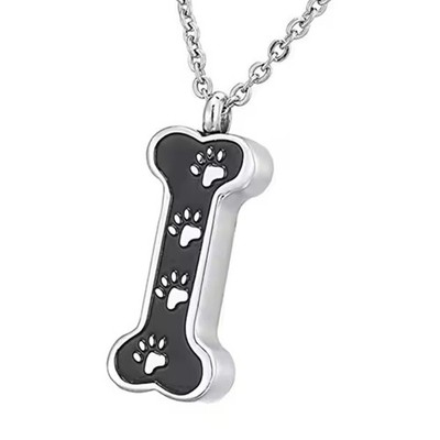 2PCS Bone Shape Urn Pendant Necklace Pet Remembrances Jewelry for Everyday Wear