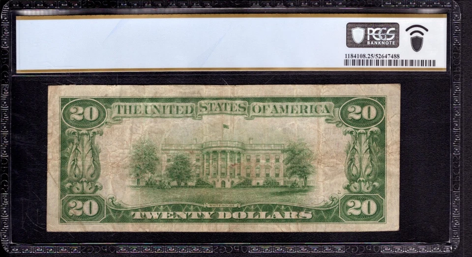 1929 $20 CENTRAL NATIONAL BANK NOTE CURRENCY PEORIA ILLINOIS PCGS B VF 25 - Image 2 of 2